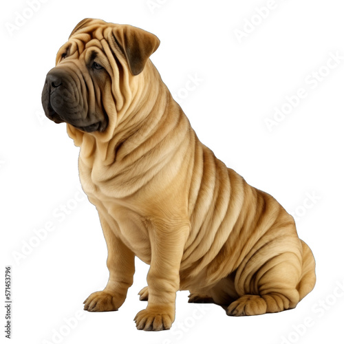 Animal Shar Pei dog Design Elements Isolated Transparent Background: Graphic Masterpiece, Clear Alpha Channel for Overlays Web Design, Digital Art, PNG Image Format (generative AI