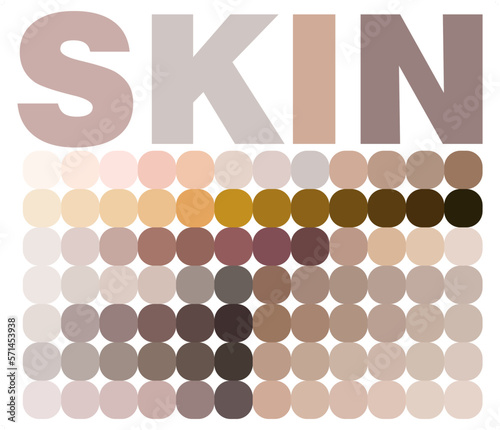 A vector illustration of shades and tones of the skin color