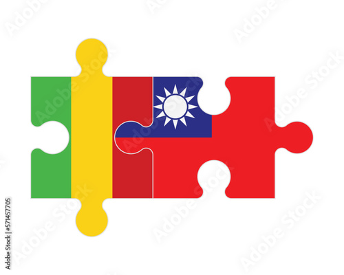 Puzzle of flags of Mali and Taiwan, vector photo