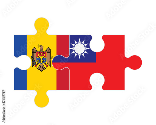 Puzzle of flags of Moldova and Taiwan, vector photo