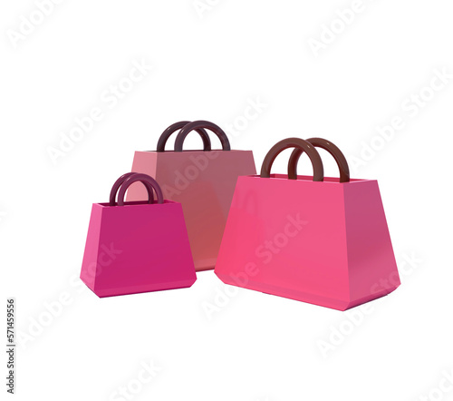 Beautiful colorful shopping bags 3d render in png file for marketing shopping mall, shopping online banner, summer sale and etc.