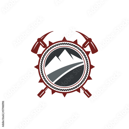 mountaineering labels and badges stock illustration, vector eps 10