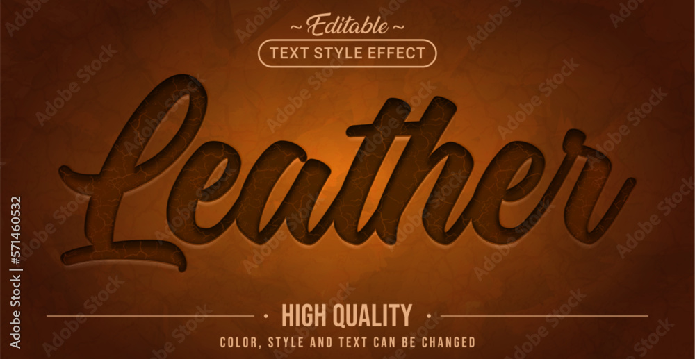 Editable text style effect - Brown Leather text style theme.