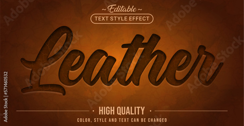 Editable text style effect - Brown Leather text style theme. photo