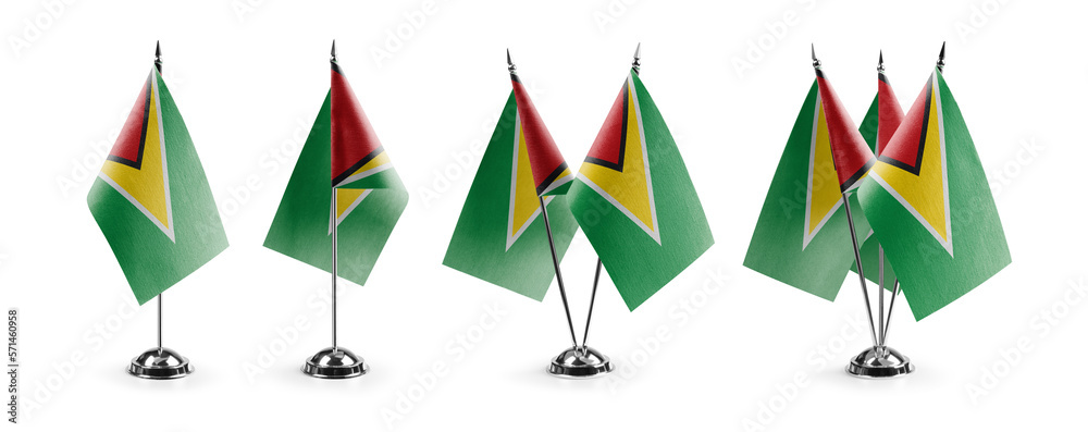Small national flags of the Guyana on a white background Stock