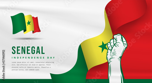 Banner illustration of Senegal independence day celebration with text space. Vector illustration.