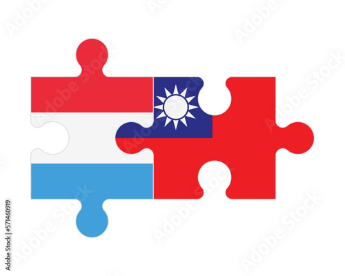 Puzzle of flags of Luxembourg and Taiwan, vector photo