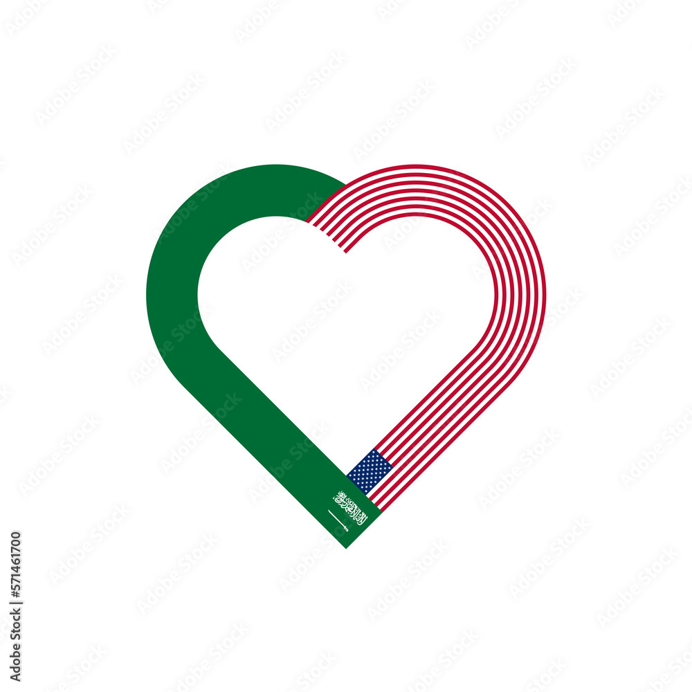 unity concept. heart ribbon icon of saudi arabia and united states flags. transparent png background unity concept. heart ribbon icon of saudi arabia and united states flags. transparent png background