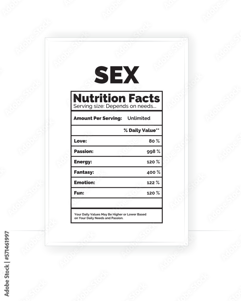 Sex Nutrition Facts Poster Vector Creative Poster Design Stock Vector Adobe Stock