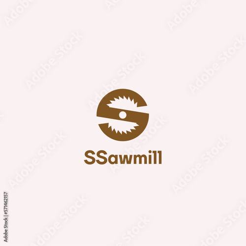 S - Sawmill emblem logo. vector 