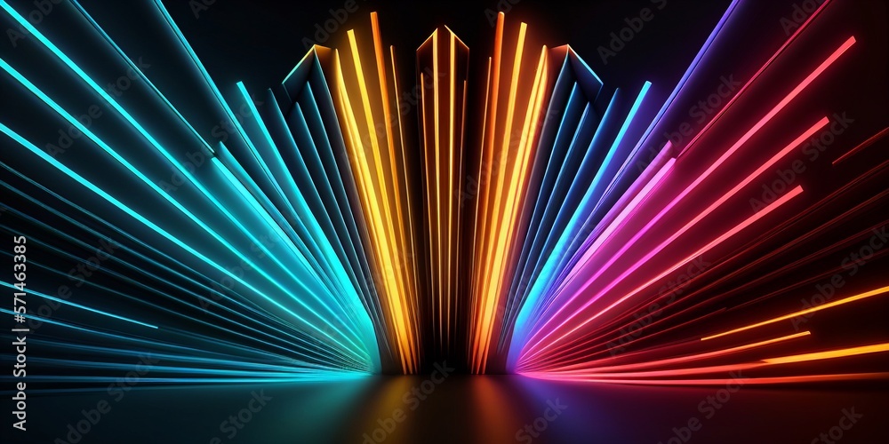 Fototapeta premium Abstrakt Digital Hintergrundmotiv in bunten Neon Farben, ai generativ