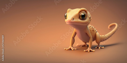 3d cute cartoon little gecko, Generative Ai © idealeksis
