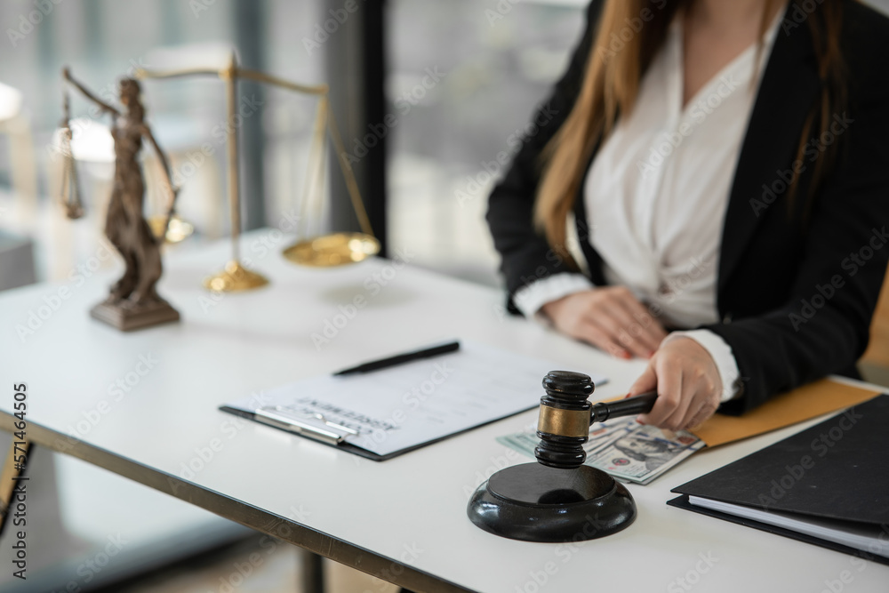 Female lawyer working at client's office discussing documents Female lawyer working at client's office discussing documents