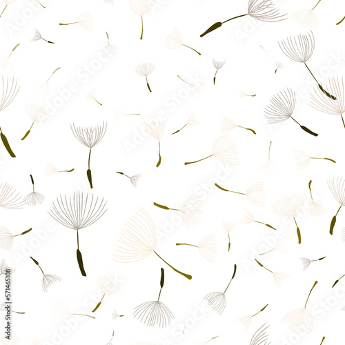 seamless pattern of dandelion petals on a white background. Vector illustration