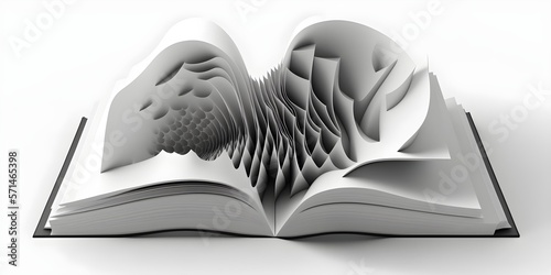 Reading book in white, exclusive book, book, explosive book, design book, modern design and abstract book, exlusive, mysterious and expensive AI, AI générative, générative