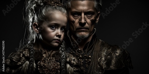 Junge Familie, Vater und Tochter im Porträt, schönes Ausdruckstarkes Bild, ai generativ