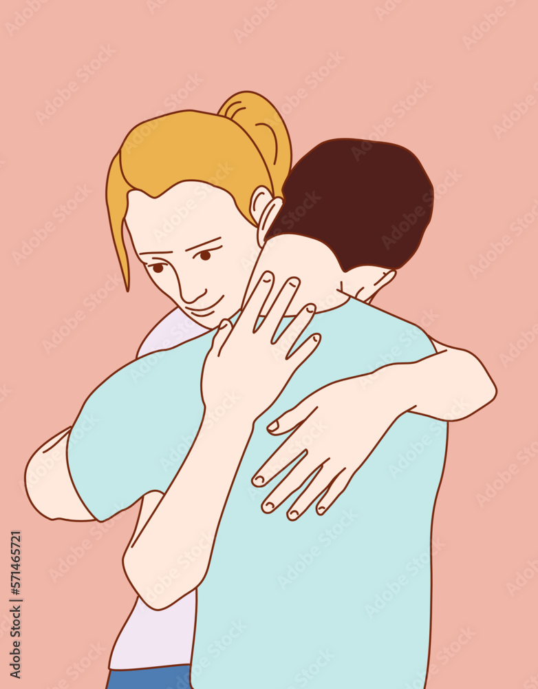 Couple is hugging, vector illustration. Couple is hugging, vector illustration.
