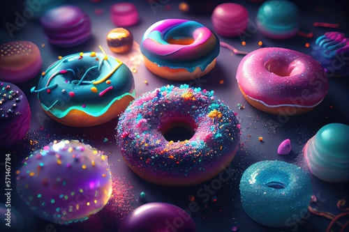 Donut Donuts Doughnut Doughnuts Glazed Frosted Sprinkles Jelly Filled Colorful Delicious Party Lights Dessert Celebration Background Image