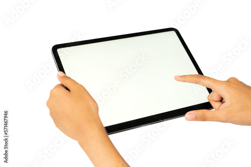 Obraz na płótnie hand holding tablet blank screen