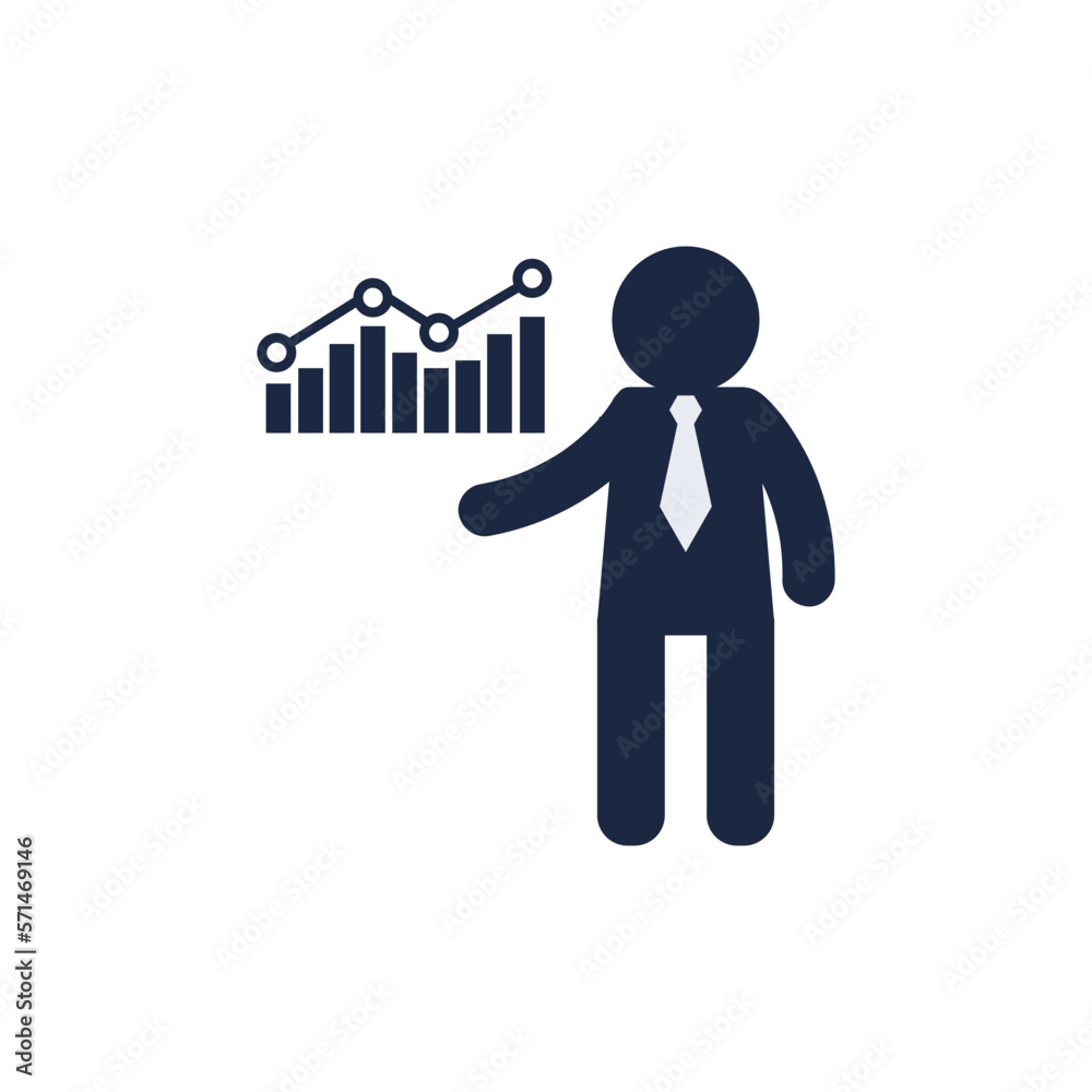 isolate man with stock chart icon isolate man with stock chart icon