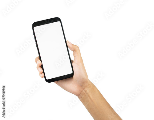 hand holding a mobile phone isolated for mockups