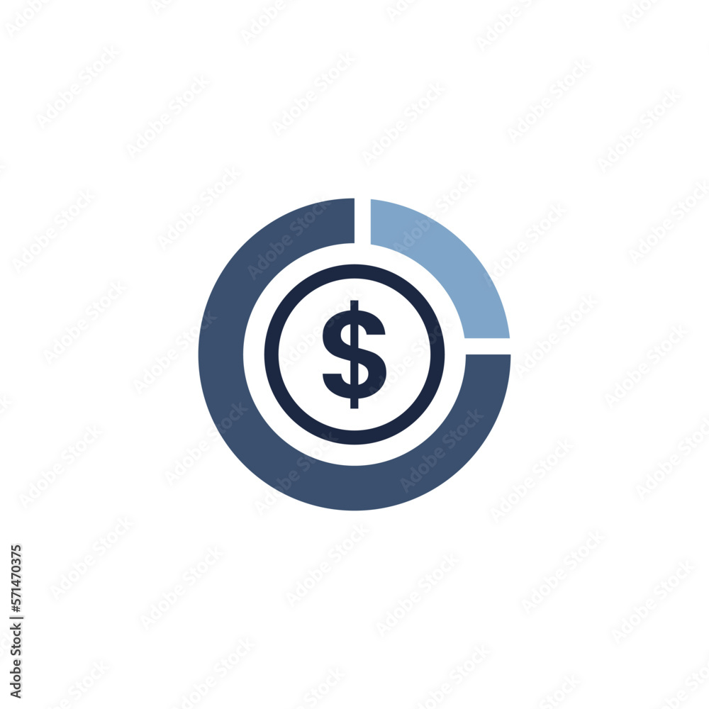 isolate blue and white dollar coin flat icon isolate blue and white dollar coin flat icon