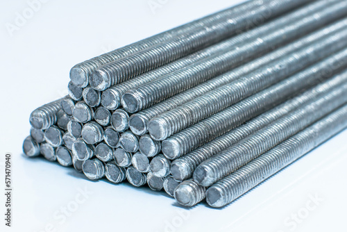 Threaded rods with white background photo