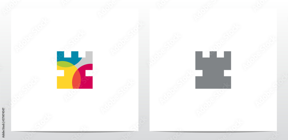 Fototapeta premium Castle Fortress Letter Logo Design I