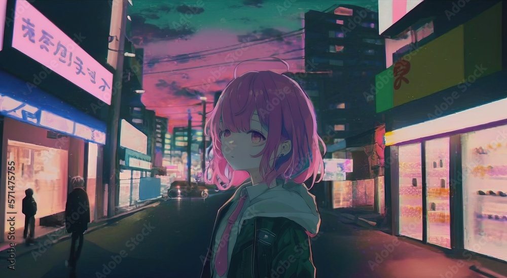 4K resolution or higher, kawaii lofi girl. Generative AI Technology