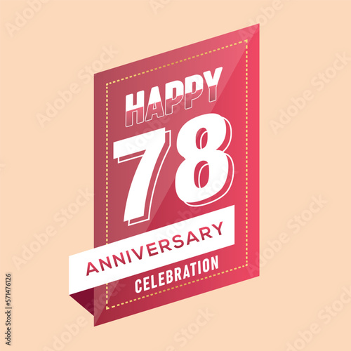 78th anniversary celebration vector pink 3d design on brown background abstract illustration