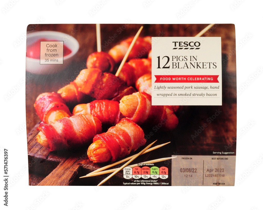 Tesco frozen pigs in blankets seasoned pork cocktail sausages wrapped