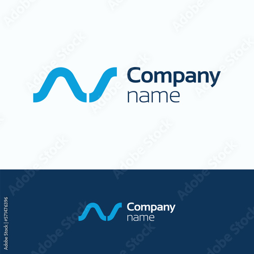 Сompany logo. Letter wave logo template. Sinusoid chart big data sign.