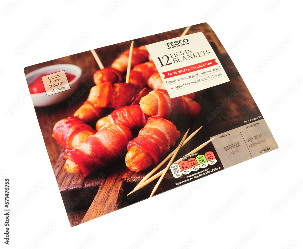 Tesco frozen pigs in blankets seasoned pork cocktail sausages wrapped
