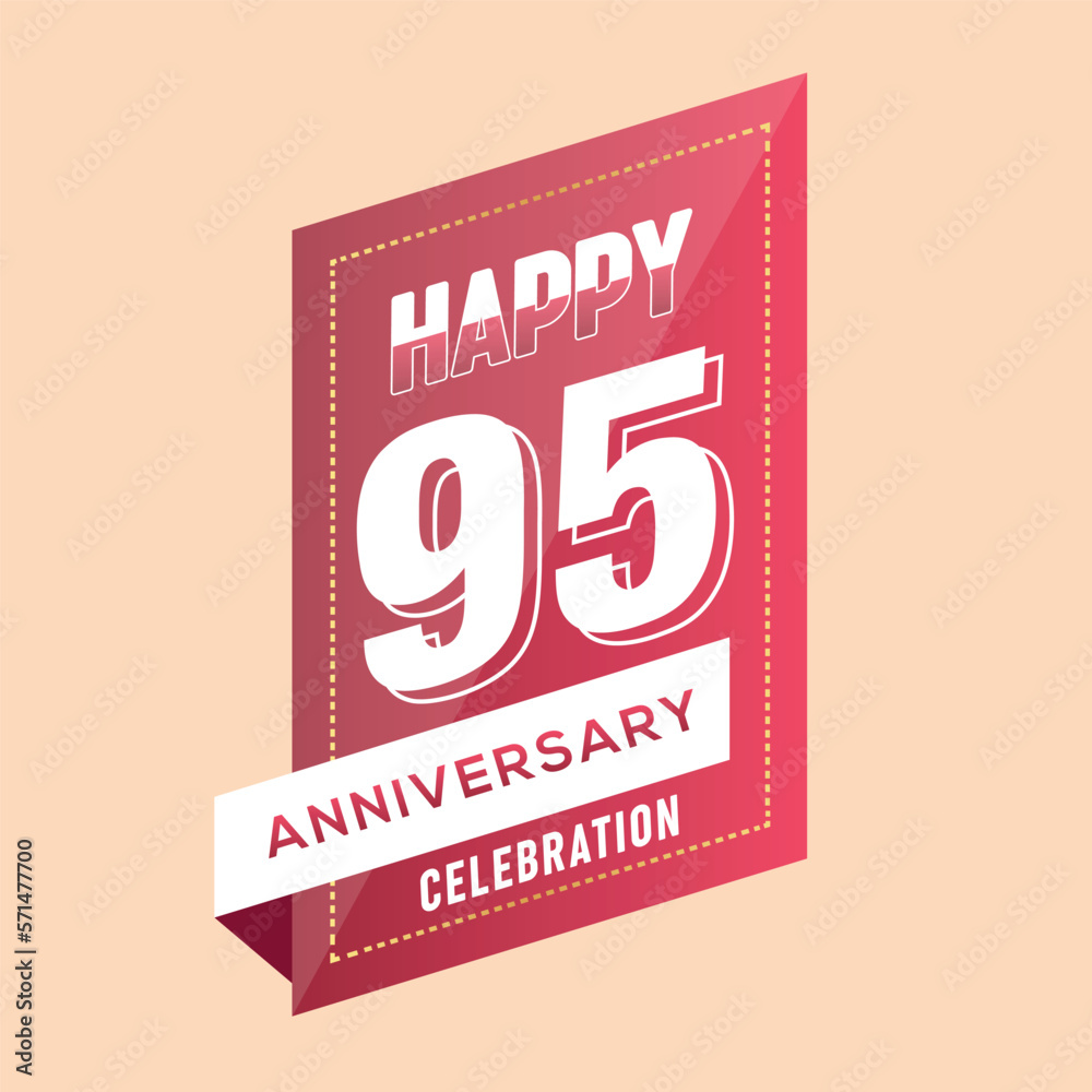 95th anniversary celebration vector pink 3d design  on brown background abstract illustration