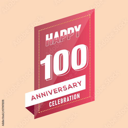 100th anniversary celebration vector pink 3d design  on brown background abstract illustration