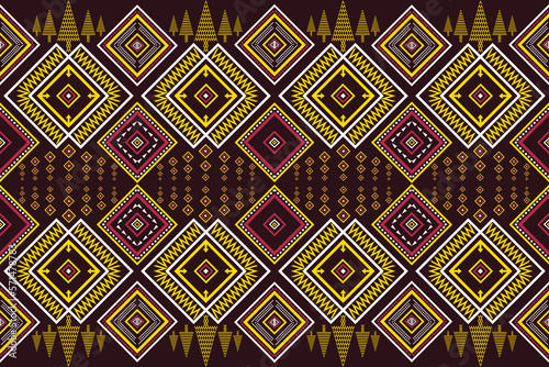 Ethnic Geometric oriental traditional with triangles and elements seamless pattern. designed for background, wallpaper, clothing, wrapping, fabric, Batik, decorating, embroidery