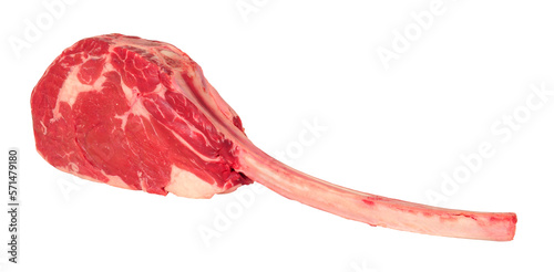 Fresh raw tomahawk beef steak on the bone  matured for thirty days isolated on a white background