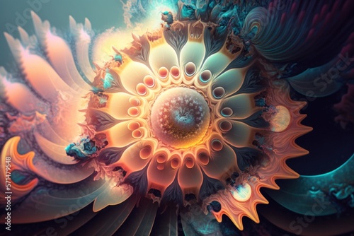Abstract background  3d mandala in the shape of a flower. Generative AI