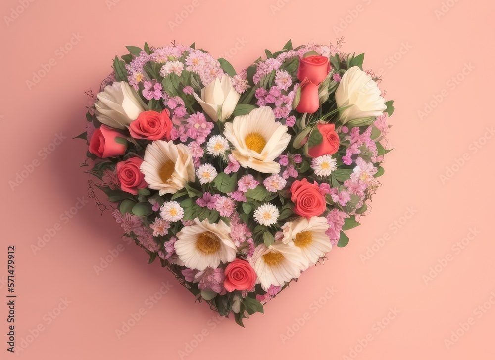 Valentine's day/ Mother's Day/ Women's Day card with a flower shaped heart Valentine's day/ Mother's Day/ Women's Day card with a flower shaped heart
