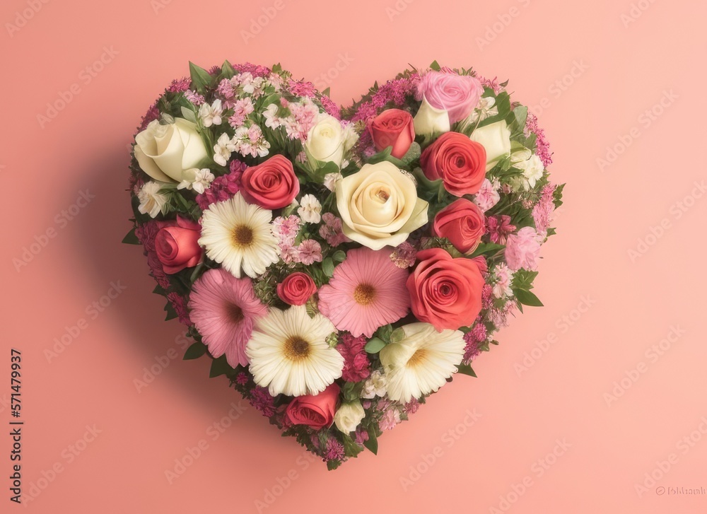 Valentine's day/ Mother's Day/ Women's Day card with a flower shaped heart Valentine's day/ Mother's Day/ Women's Day card with a flower shaped heart