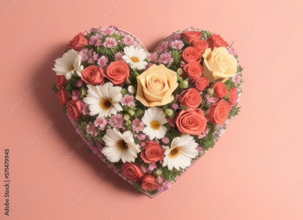 Valentine's day/ Mother's Day/ Women's Day card with a flower shaped heart Valentine's day/ Mother's Day/ Women's Day card with a flower shaped heart