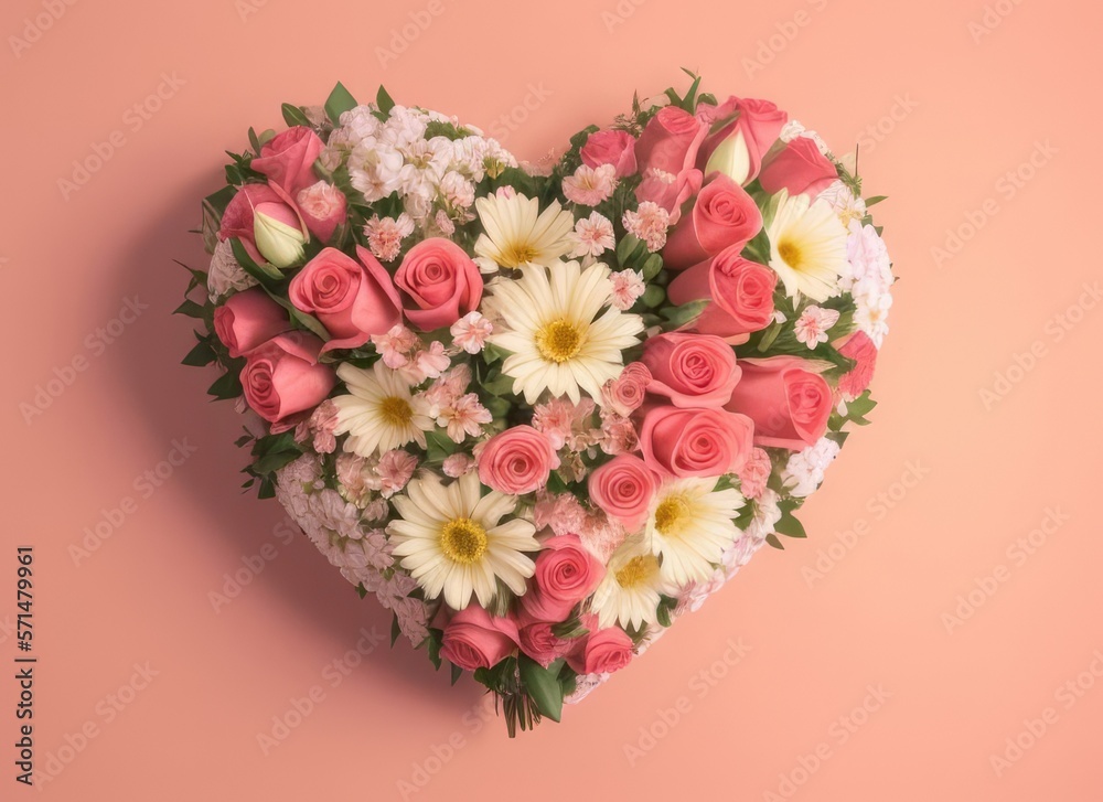 Valentine's day/ Mother's Day/ Women's Day card with a flower shaped heart Valentine's day/ Mother's Day/ Women's Day card with a flower shaped heart