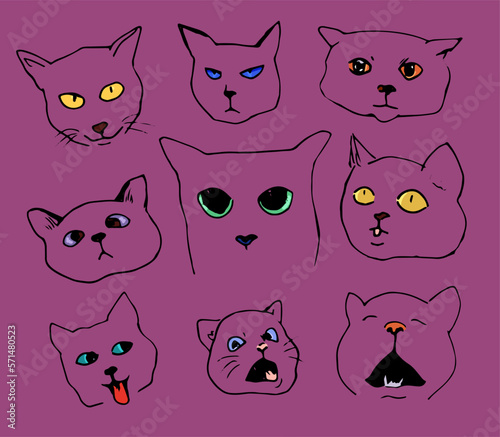 Cute cat doodle, funny hand drawn animal