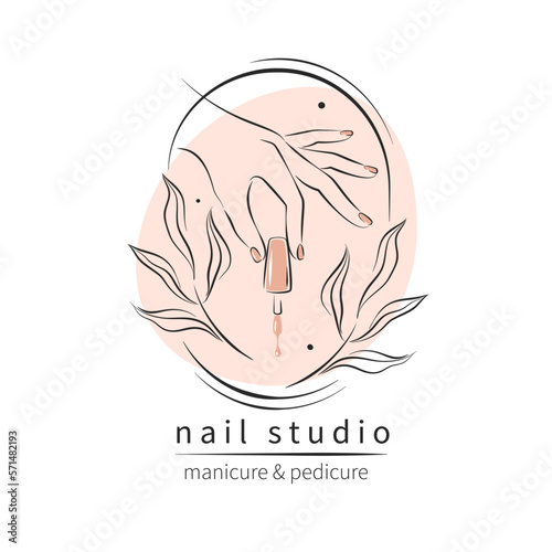 Nail studio logo. Nail polish. Minimalistic vector illustration for beauty salon