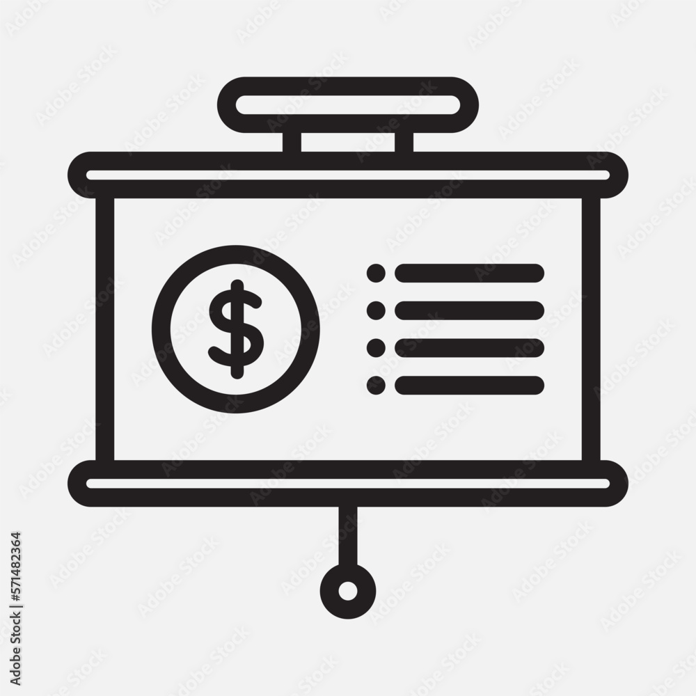 Financial presentation icon in line style, use for website mobile app presentation Financial presentation icon in line style, use for website mobile app presentation