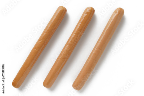 Long sausages for hot dog isolated on white background