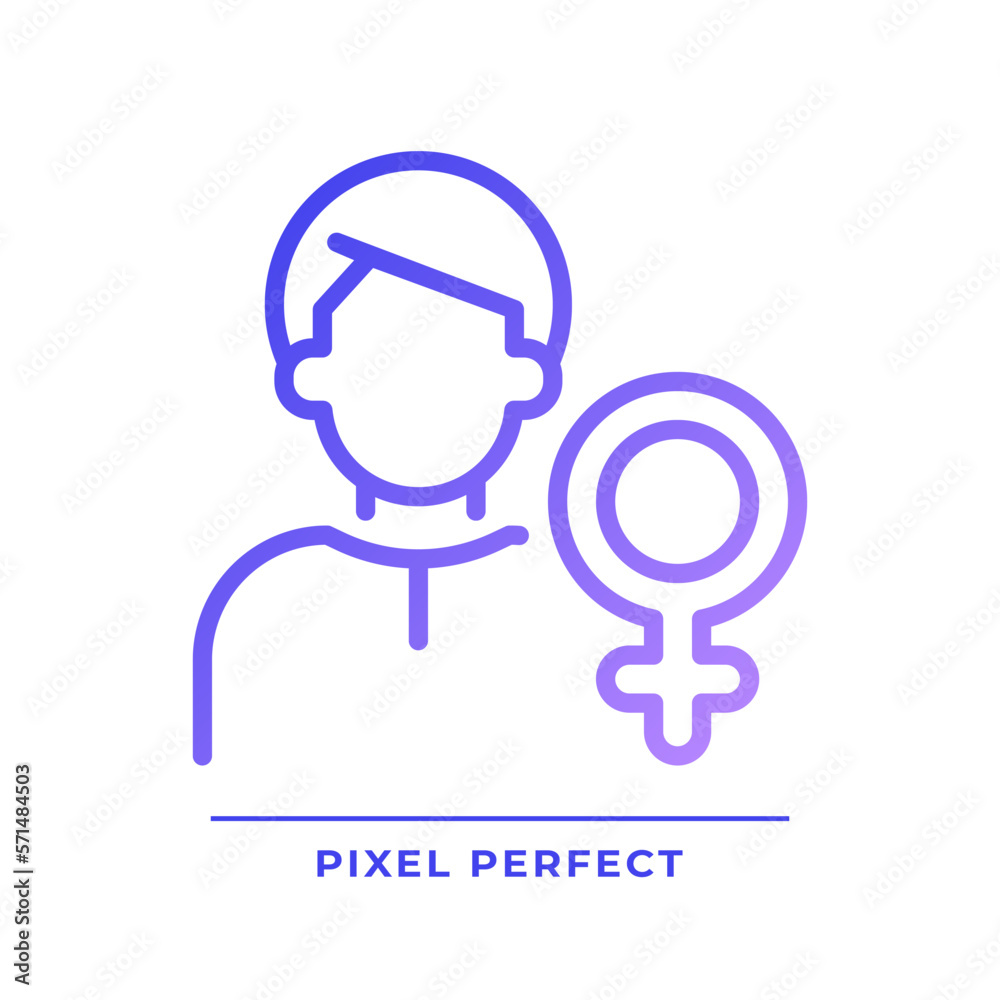 Animus pixel perfect gradient linear vector icon. Image of man. Male qualities. Psychoanalytic theory. Thin line color symbol. Modern style pictogram. Vector isolated outline drawing Animus pixel perfect gradient linear vector icon. Image of man. Male qualities. Psychoanalytic theory. Thin line color symbol. Modern style pictogram. Vector isolated outline drawing