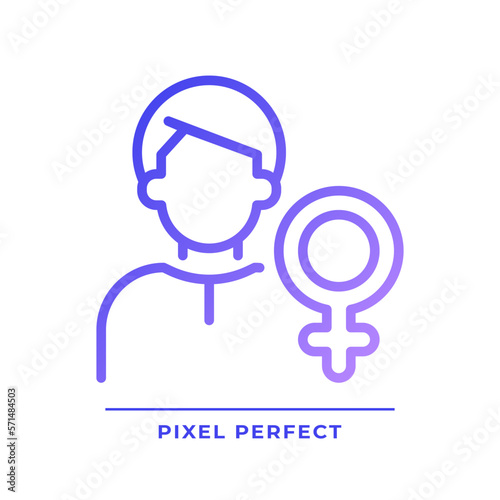 Animus pixel perfect gradient linear vector icon. Image of man. Male qualities. Psychoanalytic theory. Thin line color symbol. Modern style pictogram. Vector isolated outline drawing