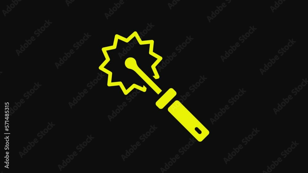 Yellow Cutter roll for honey icon isolated on black background. Tool of the beekeeper. 4K Video motion graphic animation Yellow Cutter roll for honey icon isolated on black background. Tool of the beekeeper. 4K Video motion graphic animation