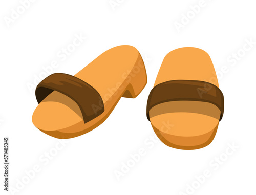Bakiak is indonesian traditional wooden sandal cartoon illustration vector